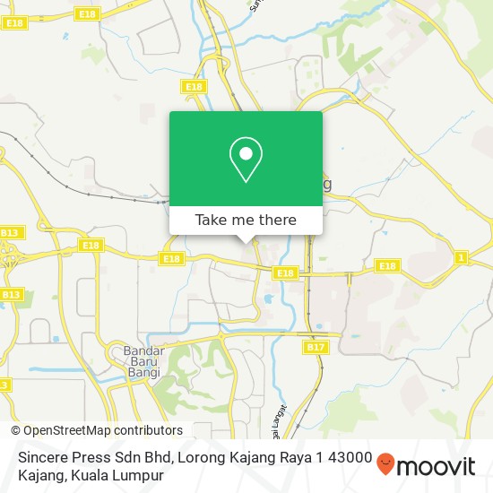 Peta Sincere Press Sdn Bhd, Lorong Kajang Raya 1 43000 Kajang
