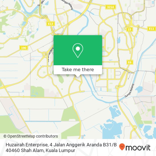 Peta Huzairah Enterprise, 4 Jalan Anggerik Aranda B31 / B 40460 Shah Alam