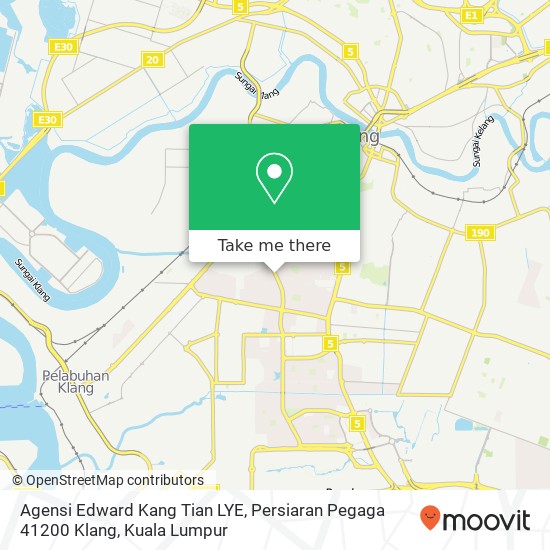 Agensi Edward Kang Tian LYE, Persiaran Pegaga 41200 Klang map