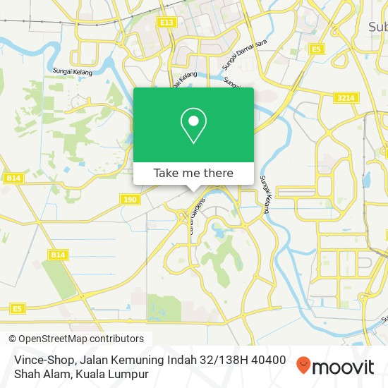 Peta Vince-Shop, Jalan Kemuning Indah 32 / 138H 40400 Shah Alam