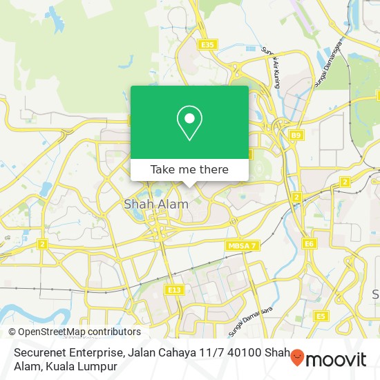 Peta Securenet Enterprise, Jalan Cahaya 11 / 7 40100 Shah Alam
