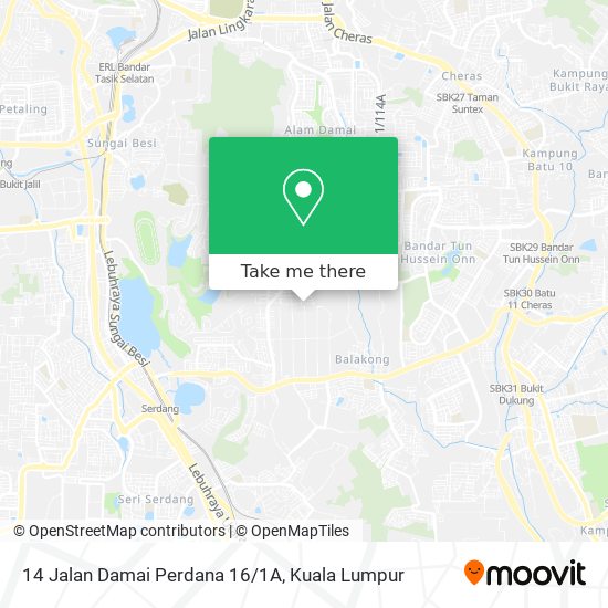 14 Jalan Damai Perdana 16/1A map