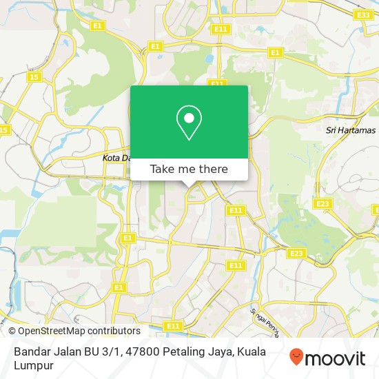 Peta Bandar Jalan BU 3 / 1, 47800 Petaling Jaya