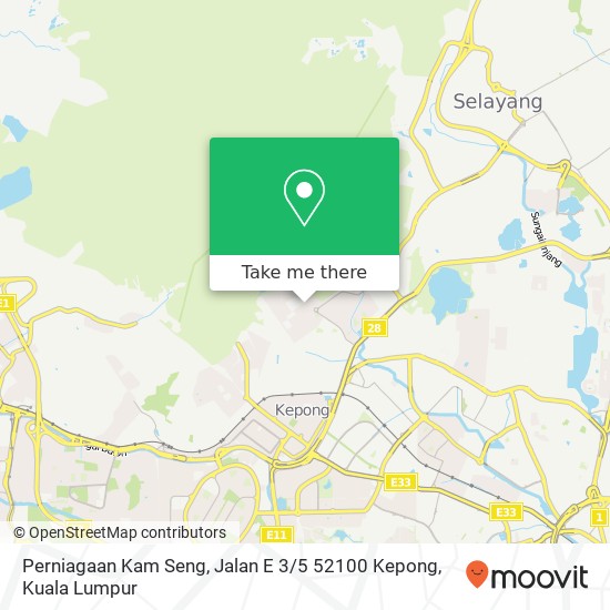 Peta Perniagaan Kam Seng, Jalan E 3 / 5 52100 Kepong