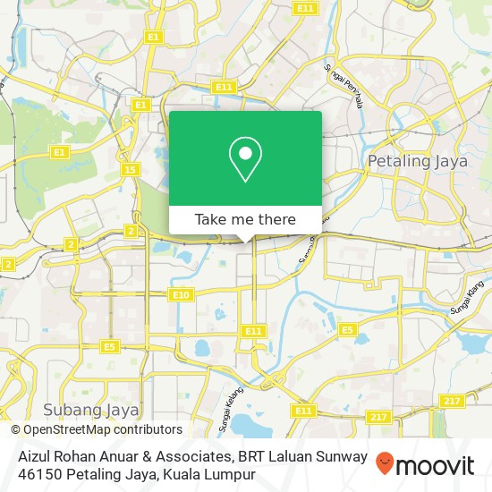 Peta Aizul Rohan Anuar & Associates, BRT Laluan Sunway 46150 Petaling Jaya