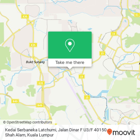 Peta Kedai Serbaneka Latchumi, Jalan Dinar F U3 / F 40150 Shah Alam
