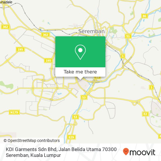 KDI Garments Sdn Bhd, Jalan Belida Utama 70300 Seremban map