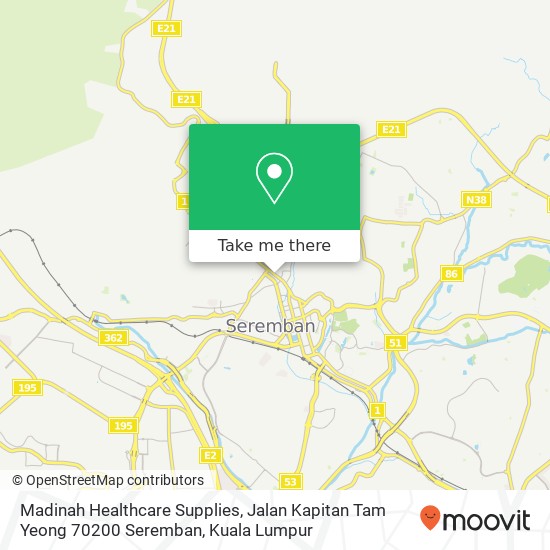 Peta Madinah Healthcare Supplies, Jalan Kapitan Tam Yeong 70200 Seremban