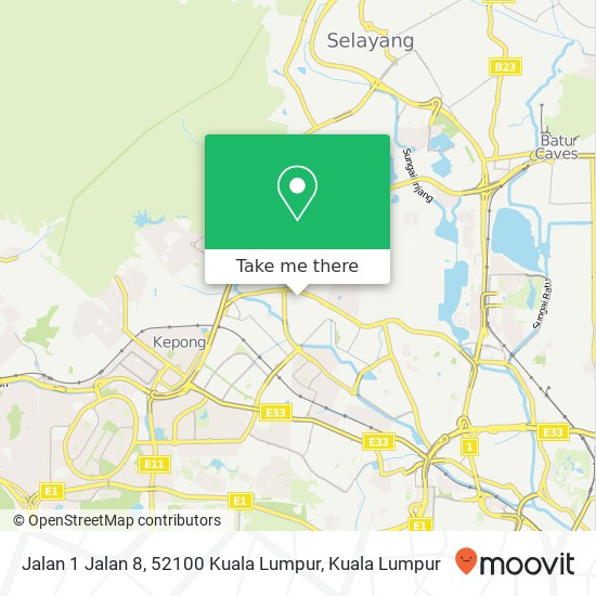 Peta Jalan 1 Jalan 8, 52100 Kuala Lumpur