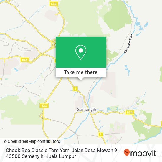 Peta Chook Bee Classic Tom Yam, Jalan Desa Mewah 9 43500 Semenyih