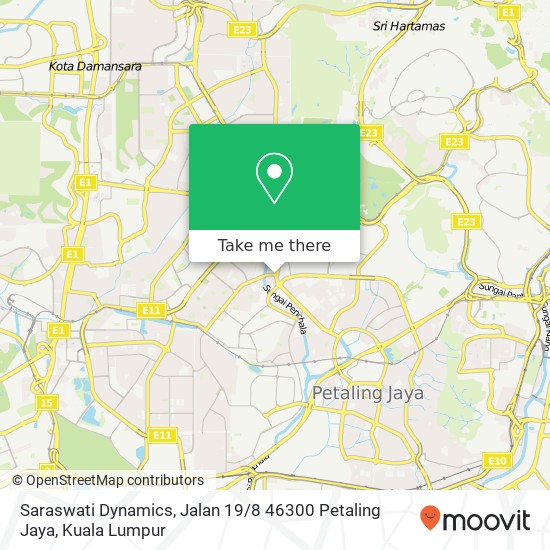 Peta Saraswati Dynamics, Jalan 19 / 8 46300 Petaling Jaya