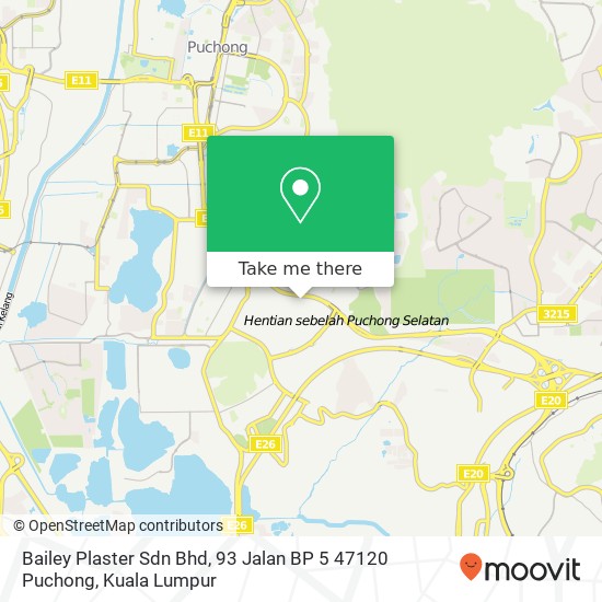 Peta Bailey Plaster Sdn Bhd, 93 Jalan BP 5 47120 Puchong