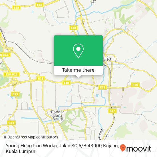 Peta Yoong Heng Iron Works, Jalan SC 5 / B 43000 Kajang