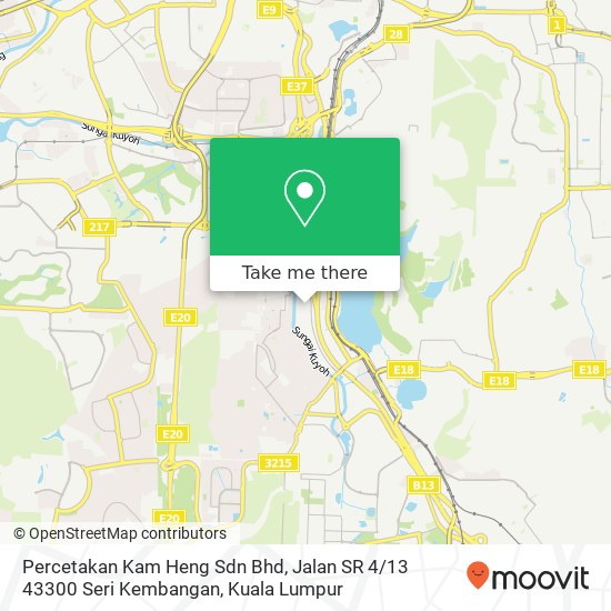 Percetakan Kam Heng Sdn Bhd, Jalan SR 4 / 13 43300 Seri Kembangan map