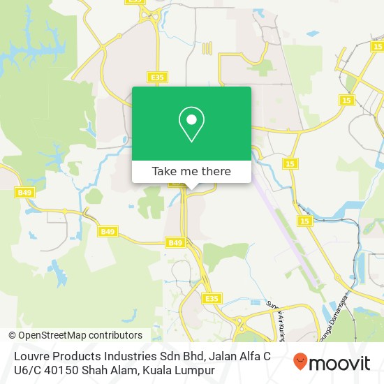 Peta Louvre Products Industries Sdn Bhd, Jalan Alfa C U6 / C 40150 Shah Alam