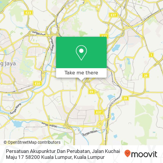 Peta Persatuan Akupunktur Dan Perubatan, Jalan Kuchai Maju 17 58200 Kuala Lumpur