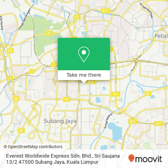 Peta Everest Worldwide Express Sdn. Bhd., Sri Saujana 13 / 2 47500 Subang Jaya