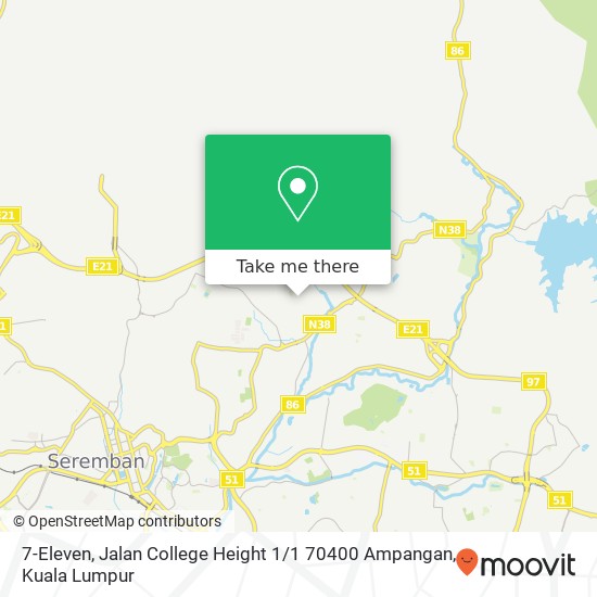 7-Eleven, Jalan College Height 1 / 1 70400 Ampangan map