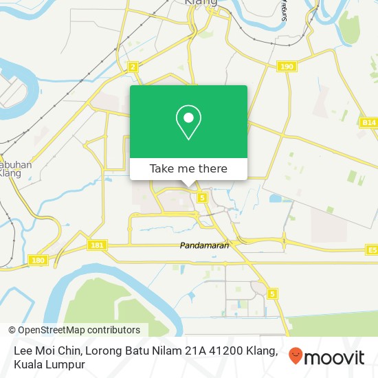 Peta Lee Moi Chin, Lorong Batu Nilam 21A 41200 Klang