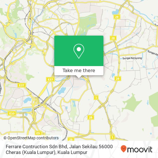 Peta Ferrare Contruction Sdn Bhd, Jalan Sekilau 56000 Cheras (Kuala Lumpur)