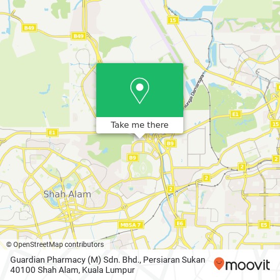Peta Guardian Pharmacy (M) Sdn. Bhd., Persiaran Sukan 40100 Shah Alam