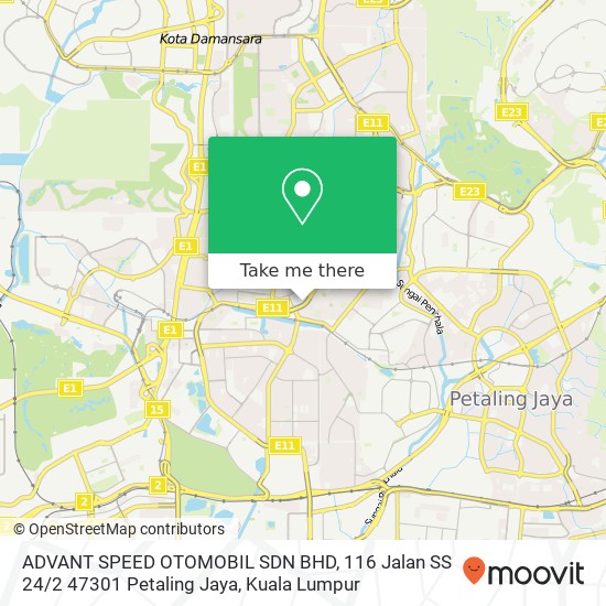 ADVANT SPEED OTOMOBIL SDN BHD, 116 Jalan SS 24 / 2 47301 Petaling Jaya map