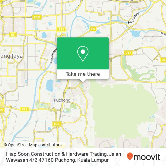 Hiap Soon Construction & Hardware Trading, Jalan Wawasan 4 / 2 47160 Puchong map