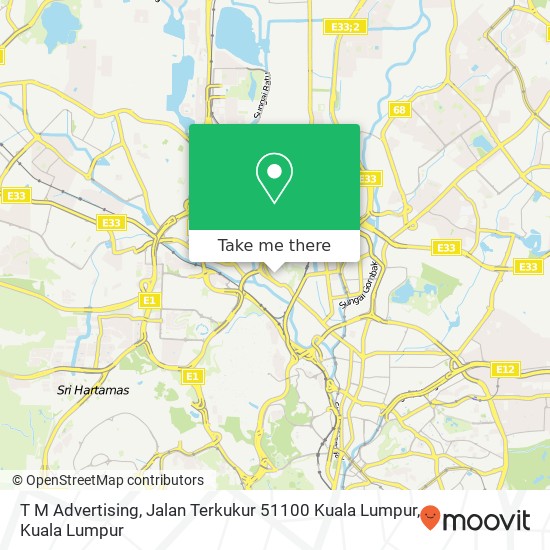 T M Advertising, Jalan Terkukur 51100 Kuala Lumpur map