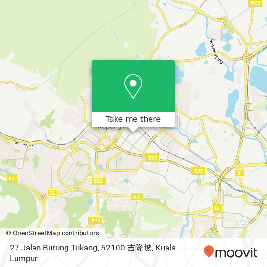 Peta 27 Jalan Burung Tukang, 52100 吉隆坡