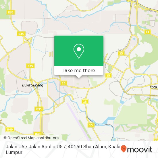 Jalan U5 / Jalan Apollo U5 /, 40150 Shah Alam map