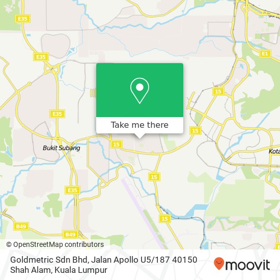 Peta Goldmetric Sdn Bhd, Jalan Apollo U5 / 187 40150 Shah Alam