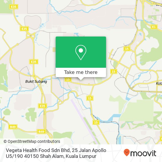 Peta Vegeta Health Food Sdn Bhd, 25 Jalan Apollo U5 / 190 40150 Shah Alam