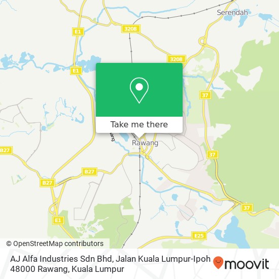 Peta AJ Alfa Industries Sdn Bhd, Jalan Kuala Lumpur-Ipoh 48000 Rawang