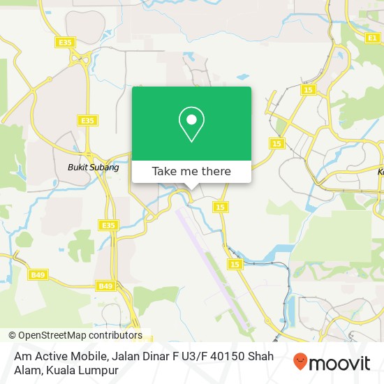 Peta Am Active Mobile, Jalan Dinar F U3 / F 40150 Shah Alam