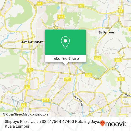 Peta Skippys Pizza, Jalan SS 21 / 56B 47400 Petaling Jaya