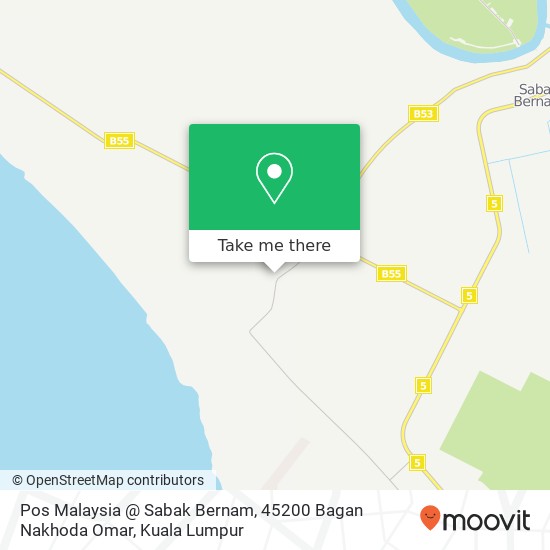 Peta Pos Malaysia @ Sabak Bernam, 45200 Bagan Nakhoda Omar