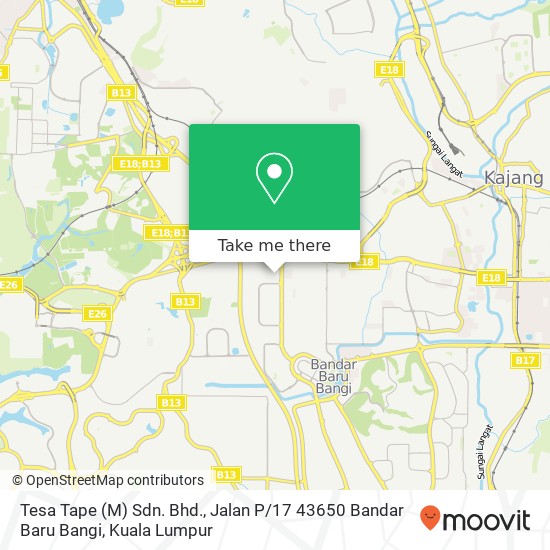 Tesa Tape (M) Sdn. Bhd., Jalan P / 17 43650 Bandar Baru Bangi map