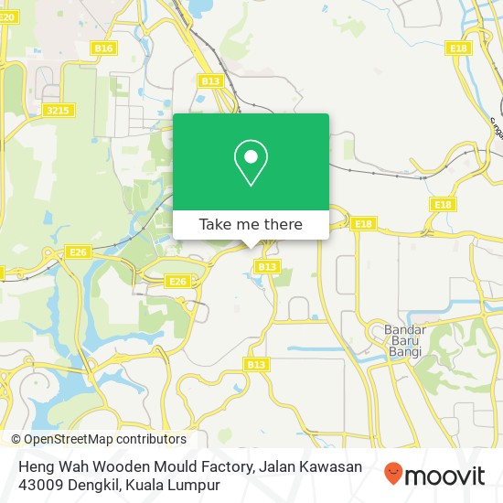 Peta Heng Wah Wooden Mould Factory, Jalan Kawasan 43009 Dengkil