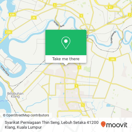 Peta Syarikat Perniagaan Thin Seng, Lebuh Setaka 41200 Klang