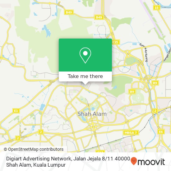 Peta Digiart Advertising Network, Jalan Jejala 8 / 11 40000 Shah Alam