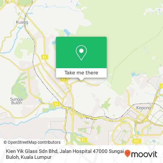 Peta Kien Yik Glass Sdn Bhd, Jalan Hospital 47000 Sungai Buloh