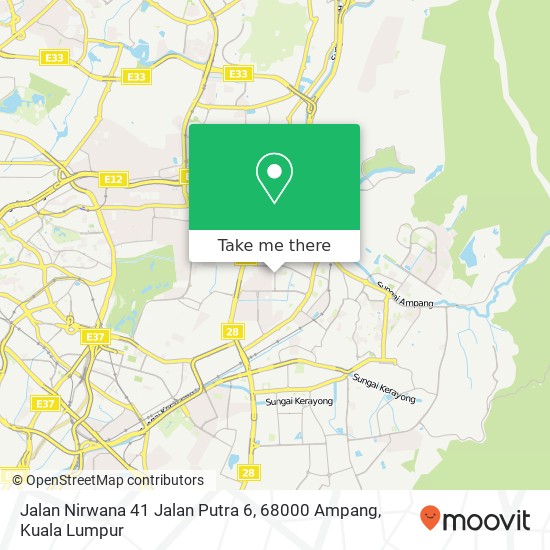 Jalan Nirwana 41 Jalan Putra 6, 68000 Ampang map