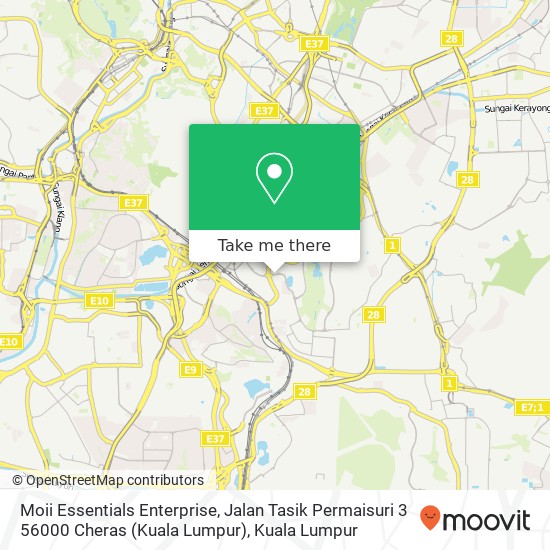 Peta Moii Essentials Enterprise, Jalan Tasik Permaisuri 3 56000 Cheras (Kuala Lumpur)