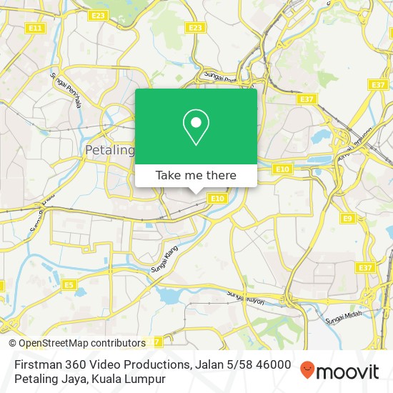 Firstman 360 Video Productions, Jalan 5 / 58 46000 Petaling Jaya map