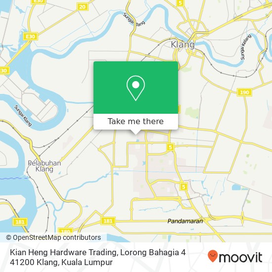 Peta Kian Heng Hardware Trading, Lorong Bahagia 4 41200 Klang