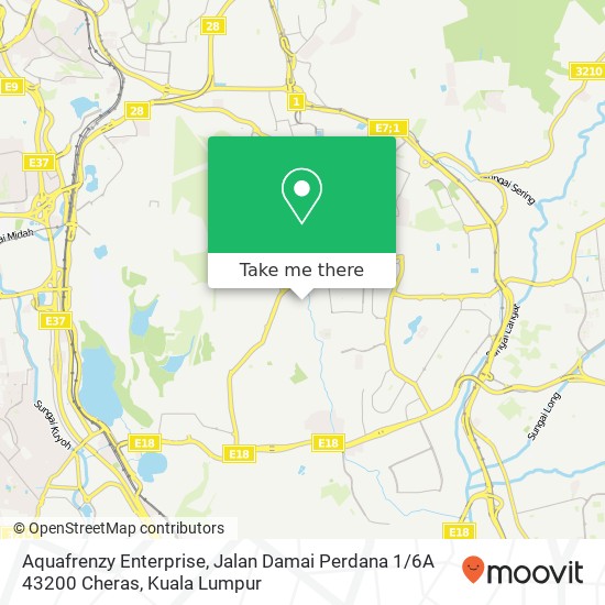 Aquafrenzy Enterprise, Jalan Damai Perdana 1 / 6A 43200 Cheras map