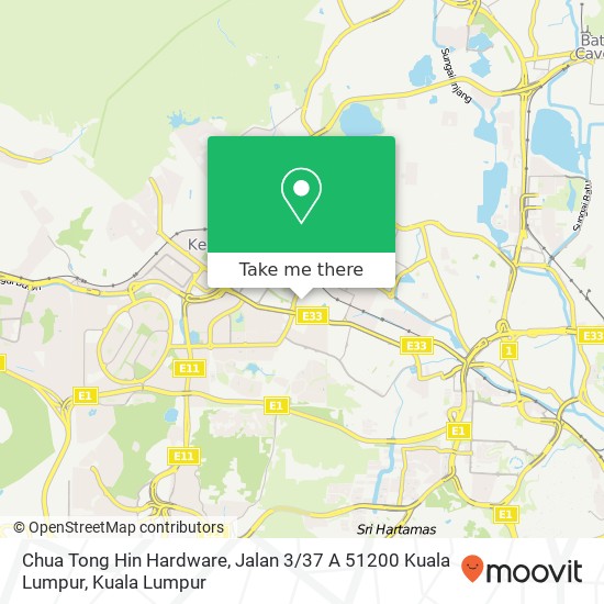 Peta Chua Tong Hin Hardware, Jalan 3 / 37 A 51200 Kuala Lumpur