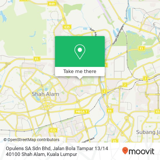 Peta Opulens SA Sdn Bhd, Jalan Bola Tampar 13 / 14 40100 Shah Alam