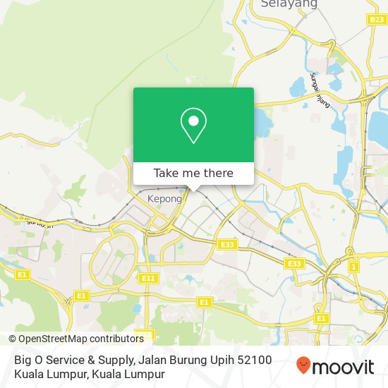 Big O Service & Supply, Jalan Burung Upih 52100 Kuala Lumpur map