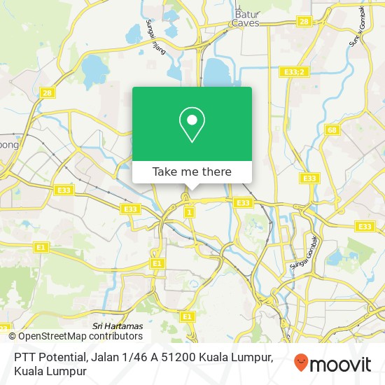 Peta PTT Potential, Jalan 1 / 46 A 51200 Kuala Lumpur